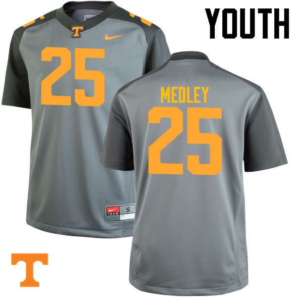 Youth #25 Aaron Medley Tennessee Volunteers College Football Jerseys-Gray - Click Image to Close